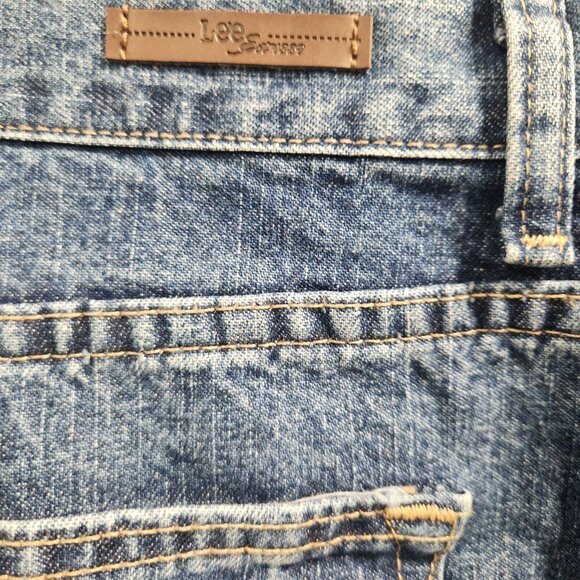 LEE Jeans Womens 14 LONG Blue Denim Stone Wash Hi Rise Casual Ladies - Picture 1 of 5